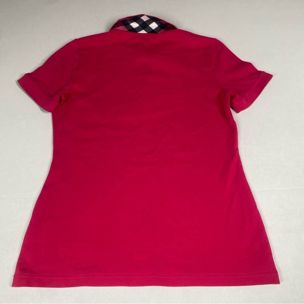 Burberry Women’s Small Pink Solid Pique Mesh Cotton Polo Shirt - Picture 3 of 10